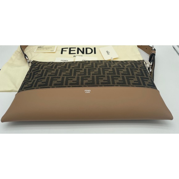 NEW FENDI FF LOGO ZIP CLUTCH SHOULDER BAG NWT! - Picture 12 of 16
